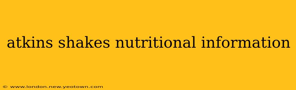 atkins shakes nutritional information