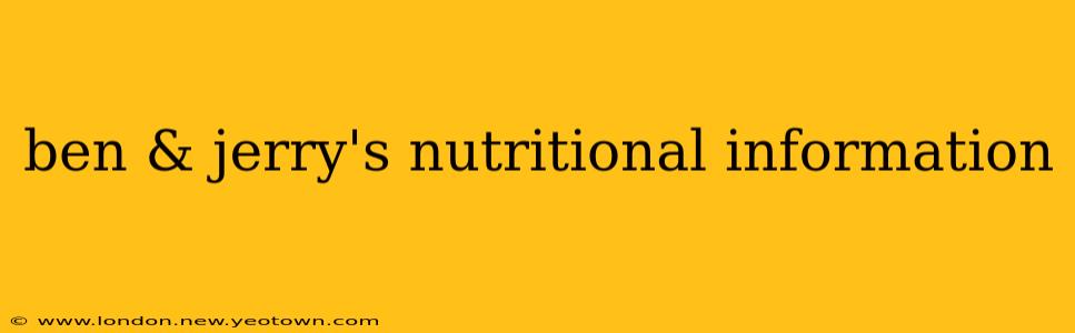 ben & jerry's nutritional information