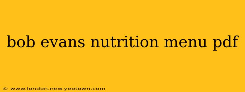 bob evans nutrition menu pdf