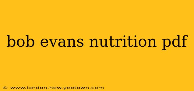 bob evans nutrition pdf