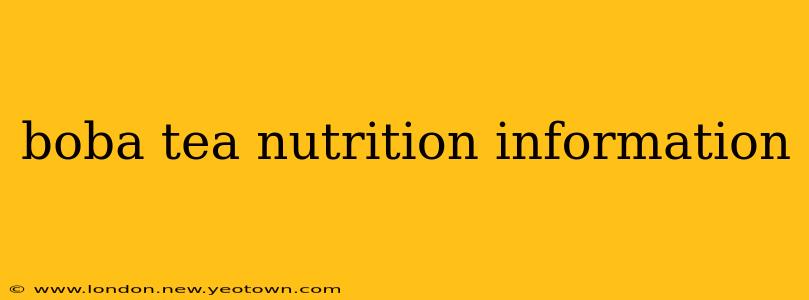 boba tea nutrition information