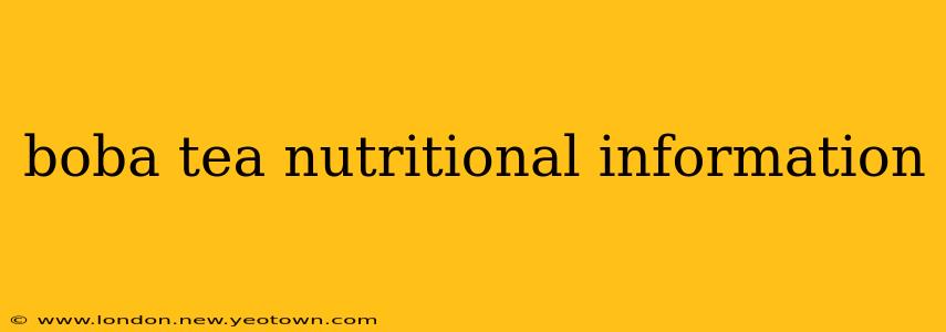 boba tea nutritional information