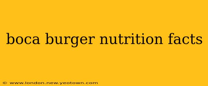 boca burger nutrition facts