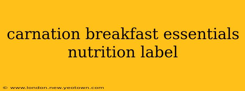 carnation breakfast essentials nutrition label