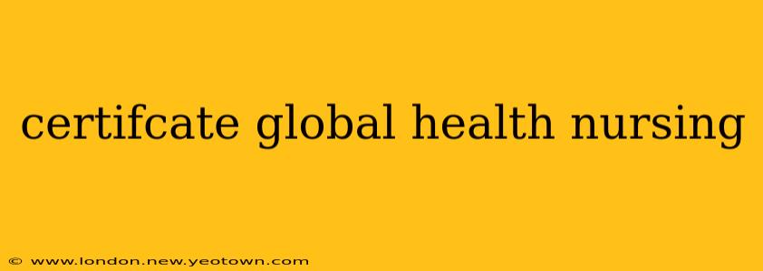 certifcate global health nursing