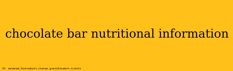 chocolate bar nutritional information