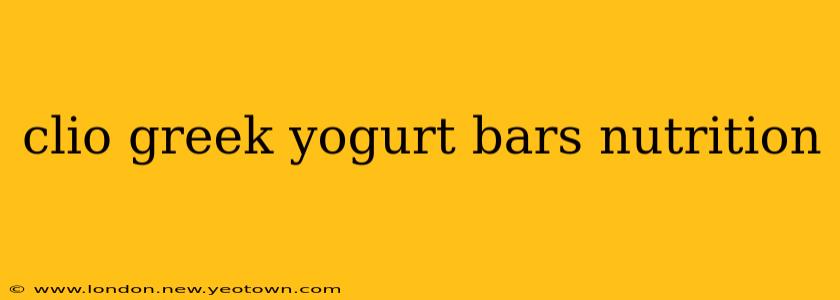 clio greek yogurt bars nutrition