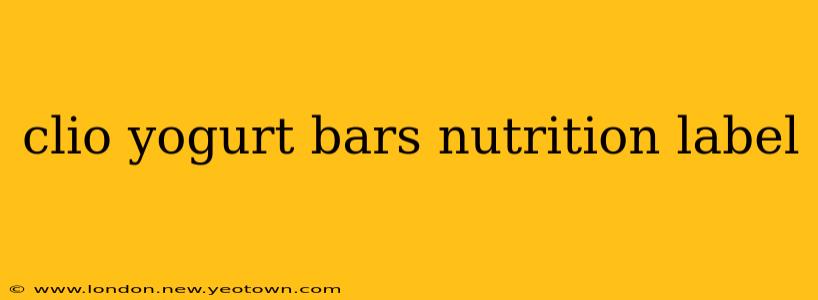 clio yogurt bars nutrition label
