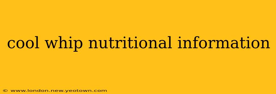 cool whip nutritional information