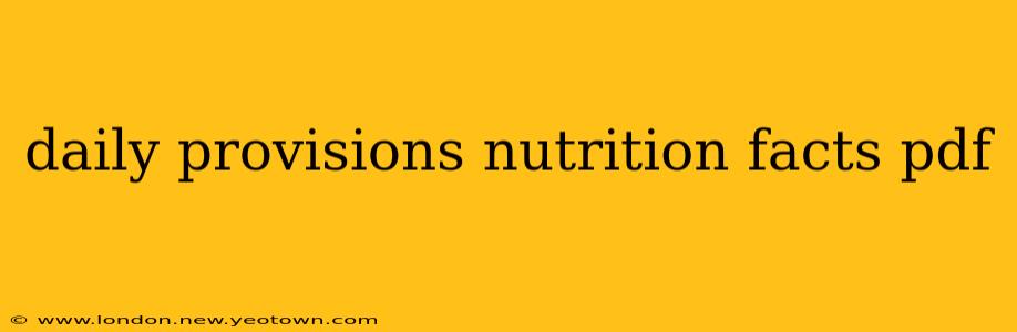 daily provisions nutrition facts pdf