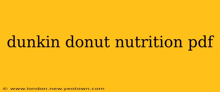 dunkin donut nutrition pdf
