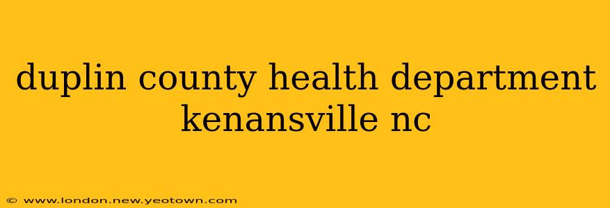 duplin county health department kenansville nc