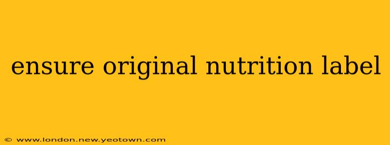 ensure original nutrition label