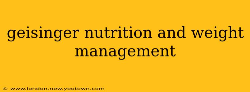 geisinger nutrition and weight management