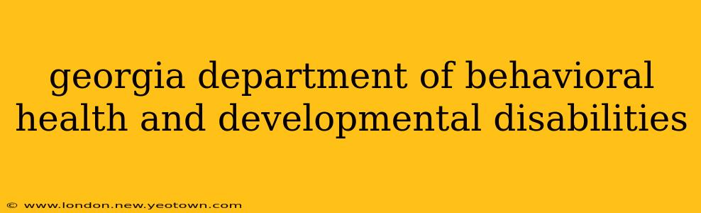 georgia department of behavioral health and developmental disabilities