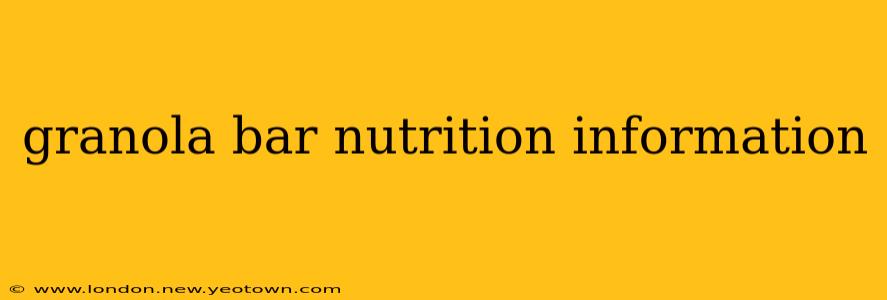 granola bar nutrition information