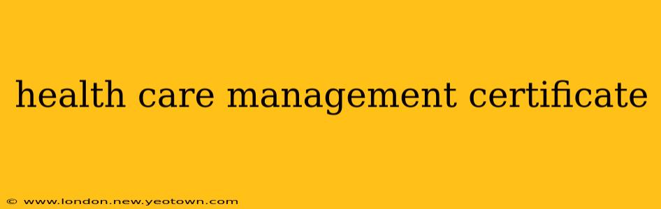 health care management certificate