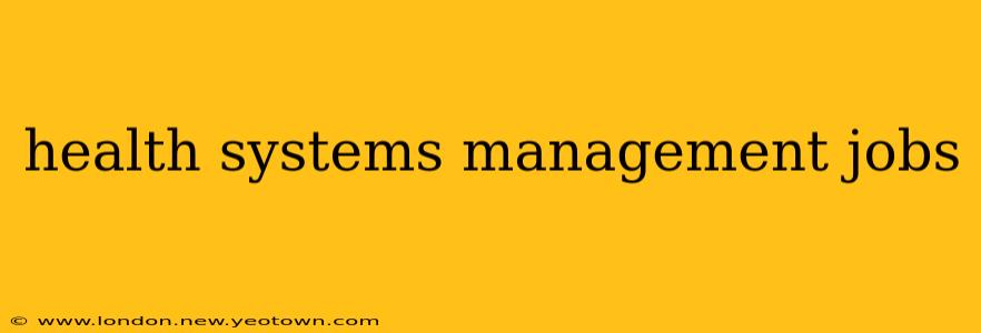 health systems management jobs