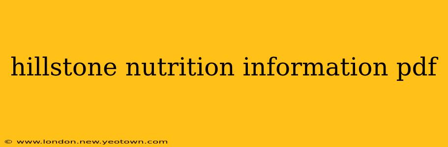 hillstone nutrition information pdf