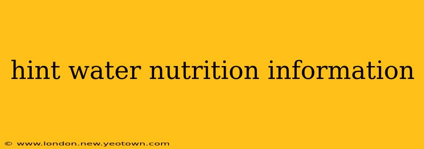 hint water nutrition information