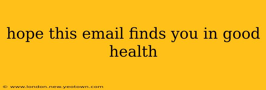 hope this email finds you in good health hope this email finds you in good health