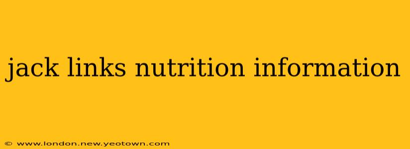 jack links nutrition information