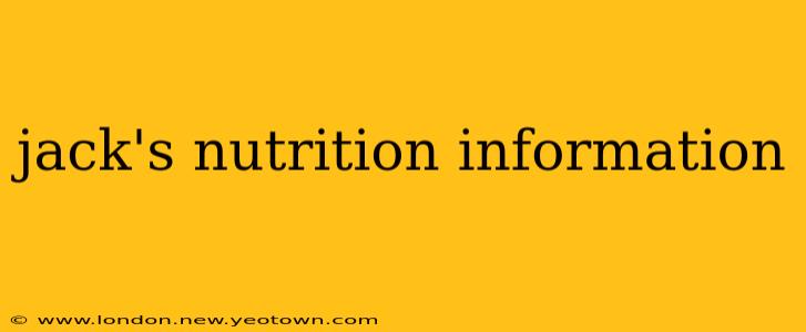 jack's nutrition information