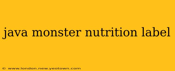 java monster nutrition label
