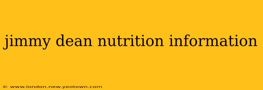 jimmy dean nutrition information