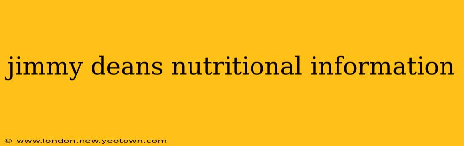 jimmy deans nutritional information