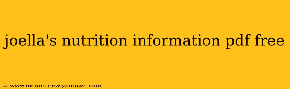 joella's nutrition information pdf free