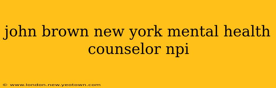 john brown new york mental health counselor npi