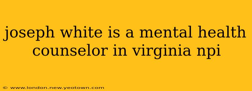 joseph white is a mental health counselor in virginia npi