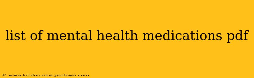 list of mental health medications pdf