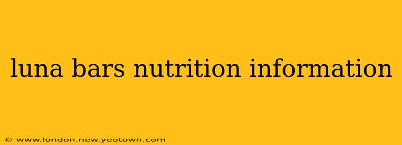 luna bars nutrition information