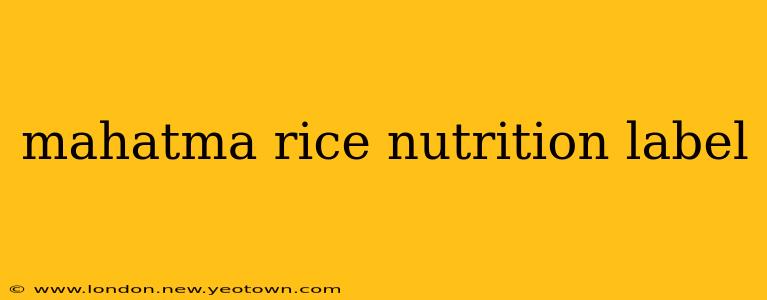 mahatma rice nutrition label