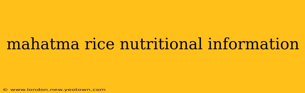 mahatma rice nutritional information