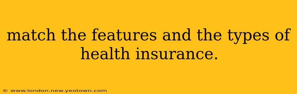 match the features and the types of health insurance.