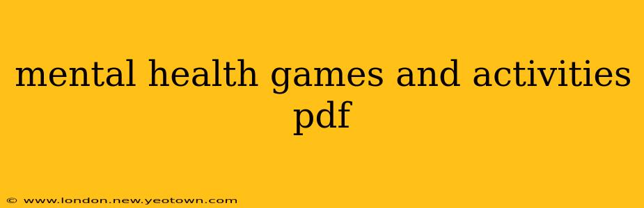mental health games and activities pdf