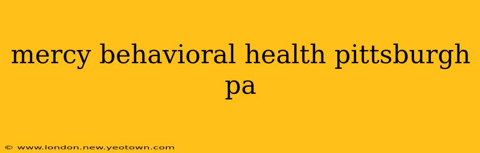 mercy behavioral health pittsburgh pa