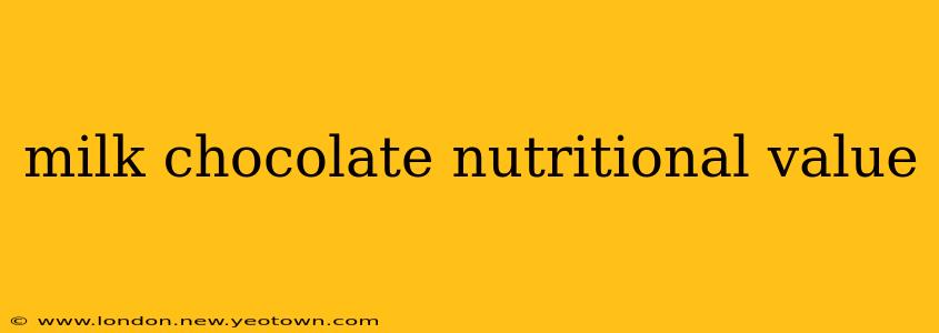 milk chocolate nutritional value