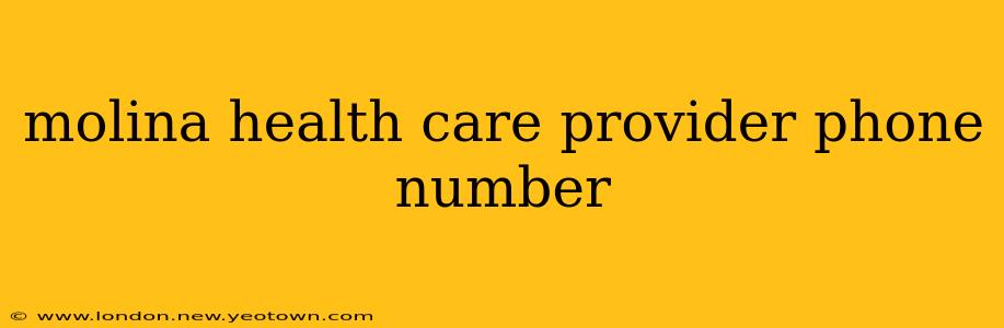 molina health care provider phone number