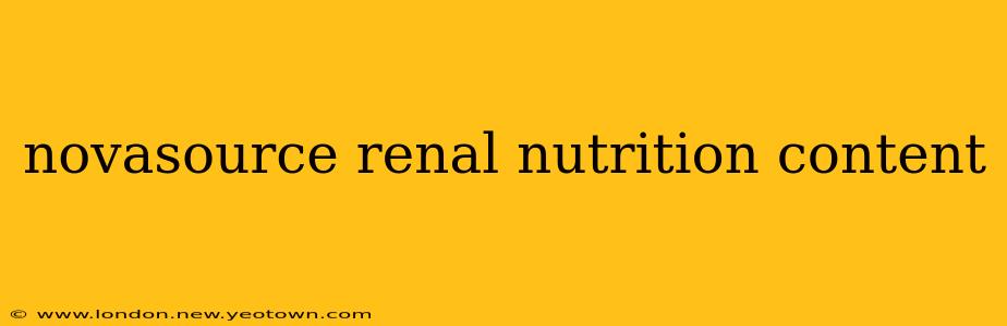 novasource renal nutrition content