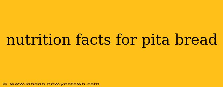 nutrition facts for pita bread