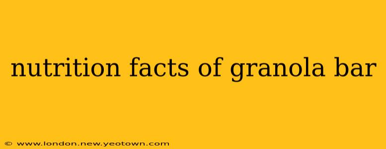 nutrition facts of granola bar