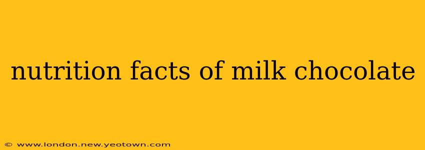 nutrition facts of milk chocolate