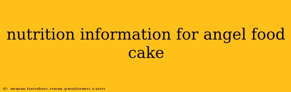 nutrition information for angel food cake