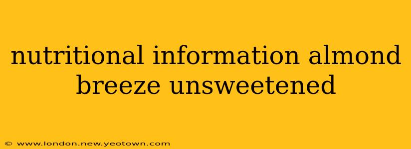 nutritional information almond breeze unsweetened