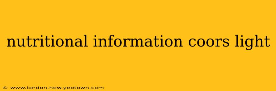 nutritional information coors light