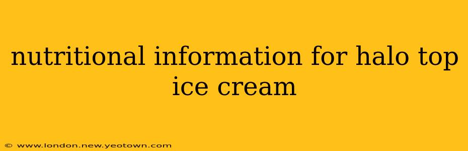 nutritional information for halo top ice cream